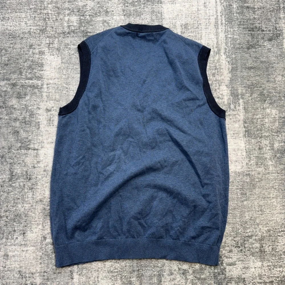 Banana Republic Sweater Vest Men Large Blue Knit V-Neck Lightweight Pullover NEW
